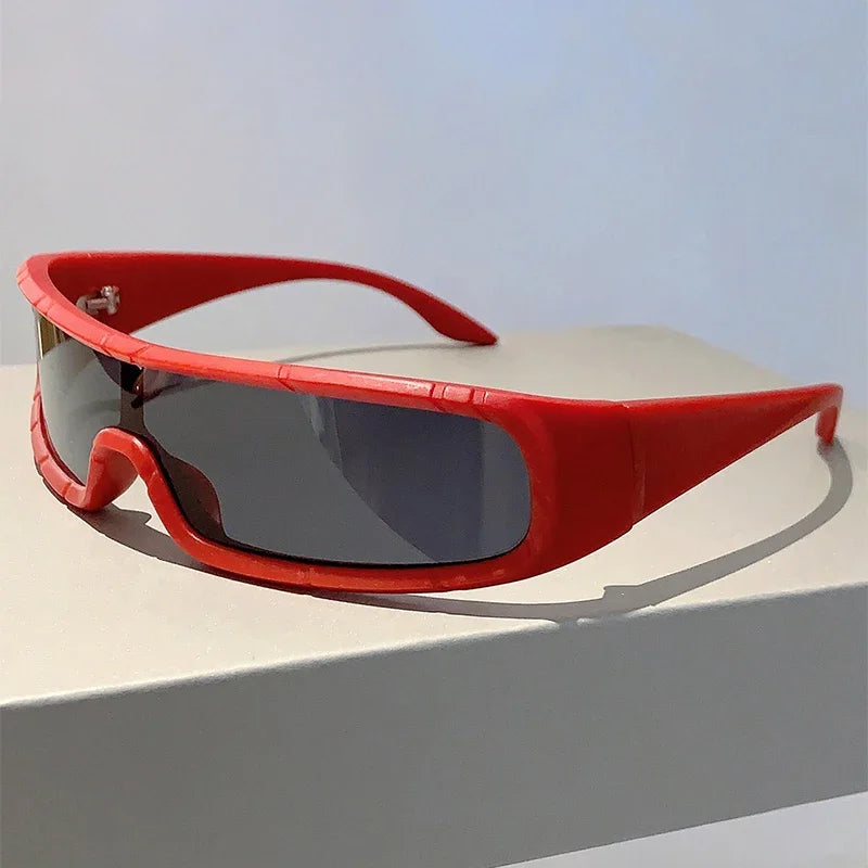 🍒Monoblock sunglasses men stylish punk futuristic outdoor shades trendy wrapped ound UV400 protection eyewear trendy sunnies Cool Wraps