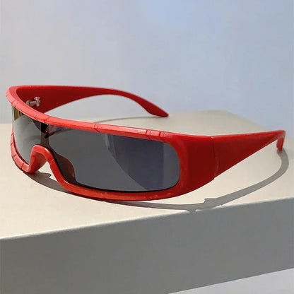 🍒Monoblock sunglasses men stylish punk futuristic outdoor shades trendy wrapped ound UV400 protection eyewear trendy sunnies Cool Wraps