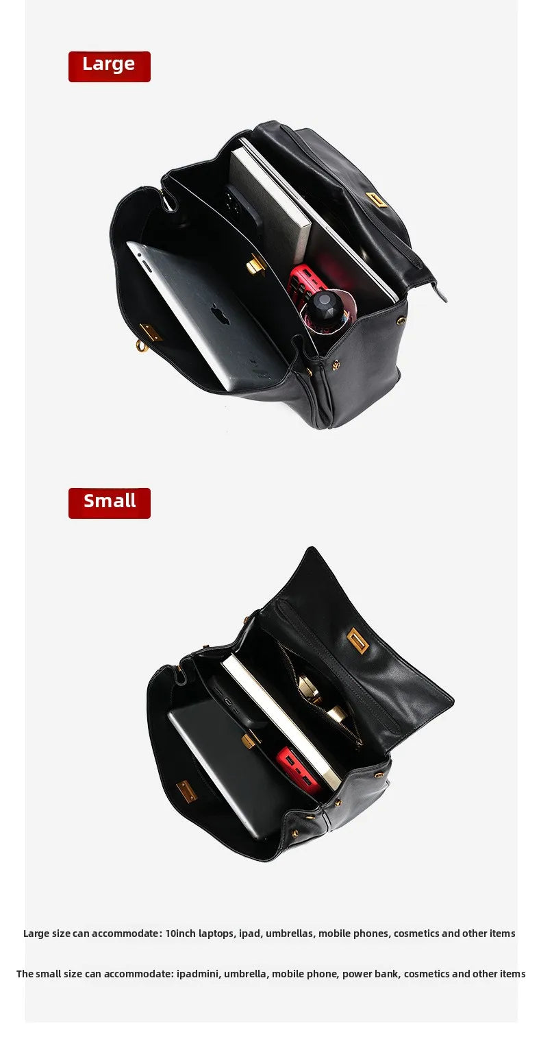 🍒Large capacity leather bag with lock for women's tote with advanced locking fashion high sensibility underarm bag that fits laptop smart casual accessory  Lock On To High Quality