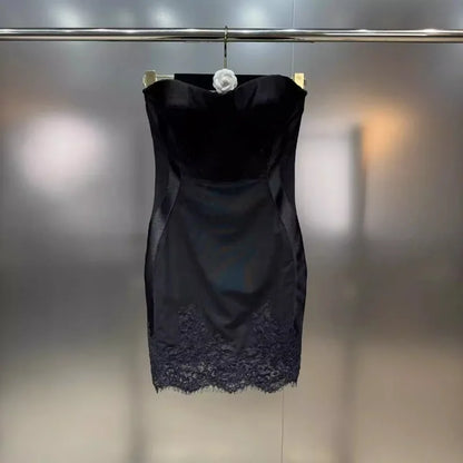 🍒Mode warm meisie somerrok dames buisblad-uitrusting styl stywe middellyf bra-koppie rok kantafwerking lente- en somerpartytjiedrag geleentheidsdrag