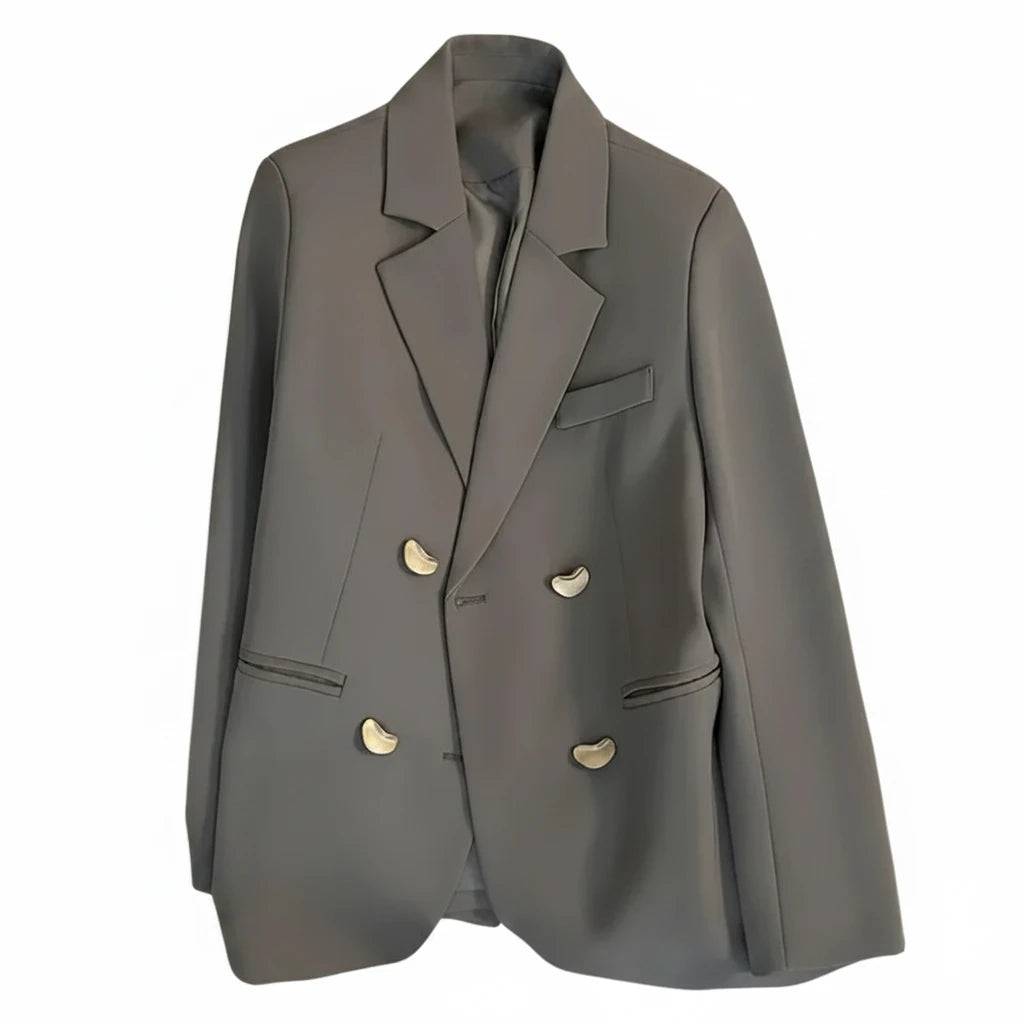 🍒Langmou dubbelborsbaadjie met lapel kort jasse vir vroue hoë kwaliteit buiteklere mode slim gemaklike baadjie vroue