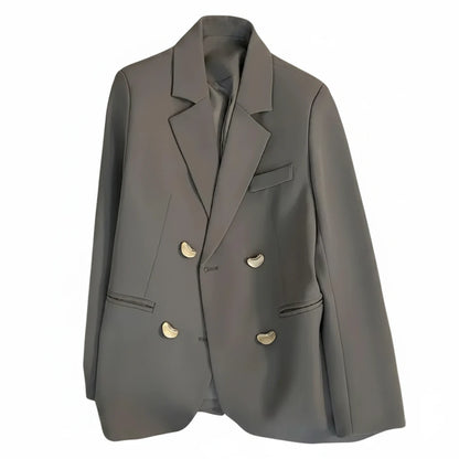🍒Langmou dubbelborsbaadjie met lapel kort jasse vir vroue hoë kwaliteit buiteklere mode slim gemaklike baadjie vroue