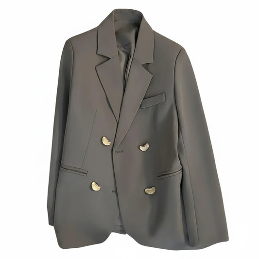 🍒Long sleeve double breasted jacket with lapel short coats for women high quality outerwear fashion smart casual blazer women