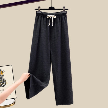 🍒Tweedelige stelpak elegante gebreide t-hemp met liefdeshartjie-top vir vroue en gemaklike wyebeenbroekstelle elegante gemaklike klere huisdrag klere Hou van Hierdie Stel