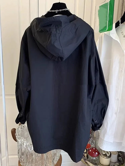 🍒Fashion tops oversized hooded blouse white long sleeve clothes for women shirt jacket casual wear fashion basic light weight jacket