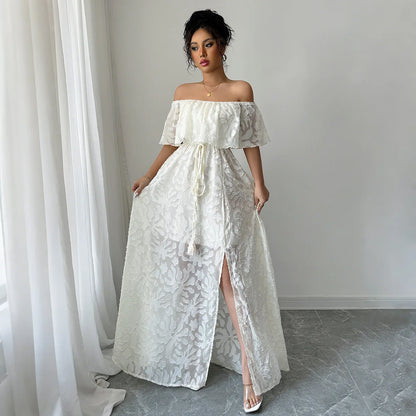 🍒summer white dress summer maxi white outfit for women boho fashion wear chic clothing long  feminine maxi occassion wear Look Boss In Emboss