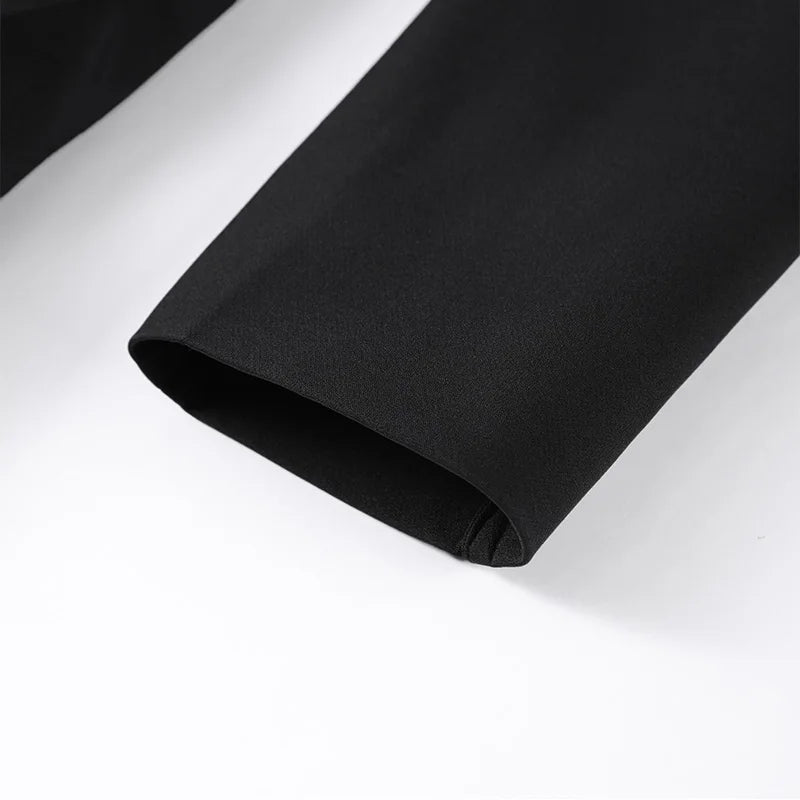 🍒Casual black blazer and pants set long sleeve jacket with fitted waist and long kick flare solid straight pant set women spring autumn suits  ‘Well fit