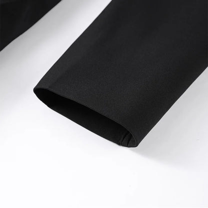 🍒Casual black blazer and pants set long sleeve jacket with fitted waist and long kick flare solid straight pant set women spring autumn suits  ‘Well fit