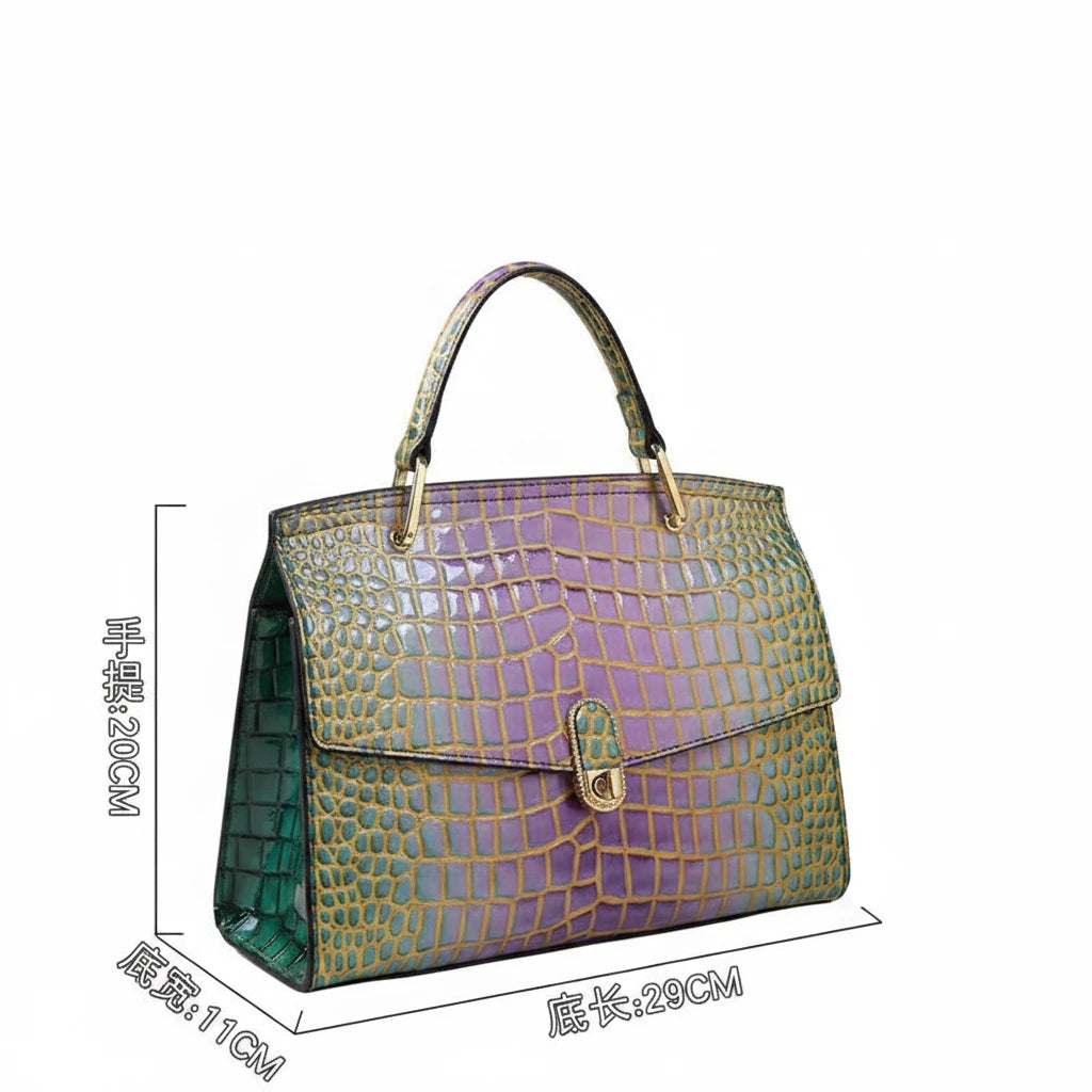 🍒Luxury designer handbags for women crocodile print bag brand high quality crocodile crossbody purse cowhide tote bag women's occasion fashion accessory  Snap Up Your Cool Crinkly Croco