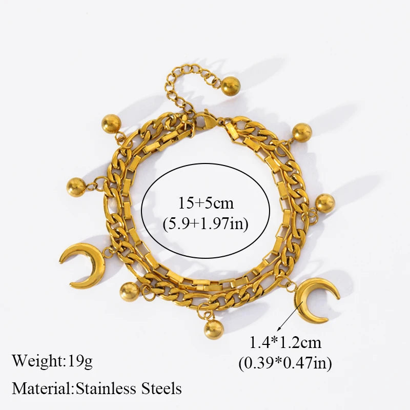 🍒Stainless steel star bracelet gold colour star charm moon starfish bracelet trendy wrist chain for women Jewellrey gifts  party accessories FISH Out This STAR