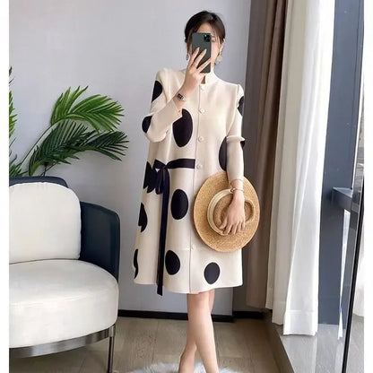 🍒Coat dress for wedding stylish long jacket single-breasted spring autumn spotty outfit chic designer outerwear ladies coat designer outerwear for women