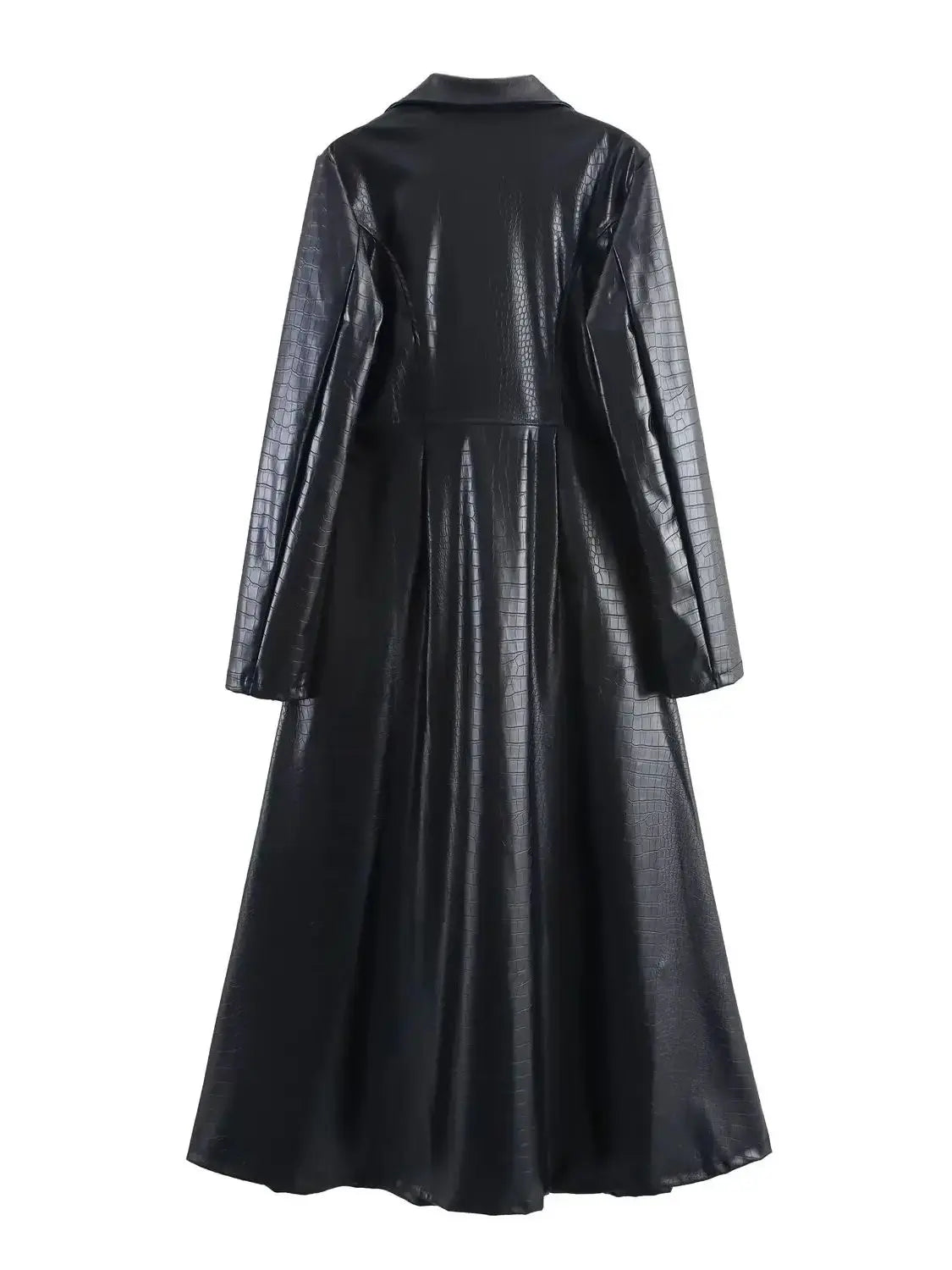 🍒Ekstra lang kunsleer-trenchcoat vintage maxi luukse pu dubbelbors swart ontwerper-buiteklere klere slim gemaklik Krokodilstyl