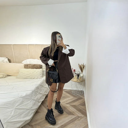 🍒Losbaadjie vir vroue, grys asimmetriese baadjie met lapels, langmou, gesplete baadjies vroulike ontwerperstyl klere, mode, sjiek buiteklere    Wees altyd in die ry vir 'n asimmetriese styl