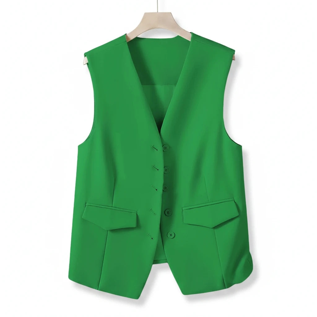 🍒Suit vest for women v-neck  business vest jacket sleeveless waistcoat with pocket front for office commute style buttons sleeveless outerwears  Cute Covers