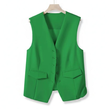 🍒Suit vest for women v-neck  business vest jacket sleeveless waistcoat with pocket front for office commute style buttons sleeveless outerwears  Cute Covers