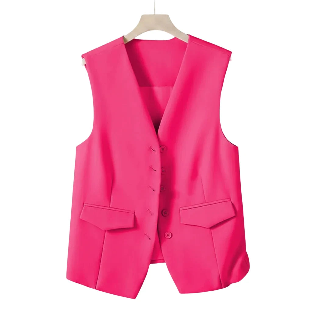 🍒Suit vest for women v-neck  business vest jacket sleeveless waistcoat with pocket front for office commute style buttons sleeveless outerwears  Cute Covers