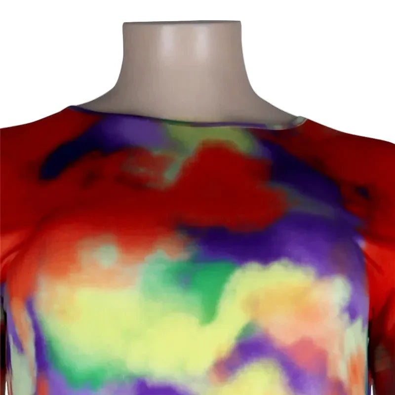 🍒Plus size shorts sets for Women summer holiday two piece tie dye long style top shorts Leggings Outfits Summer Up In Colour