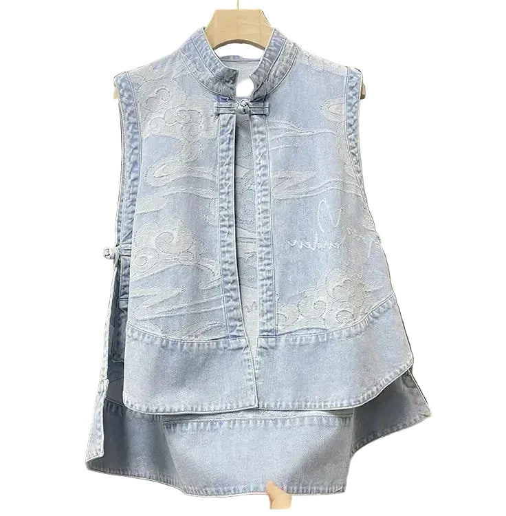 🍒Denim Vests womens spring sleeveless jacket for autumn fashion denim waistcoat outer wear all-match cool daily chic loose casual vintage style clothes versatile Y2k clothing  Dash-on Denim Daily