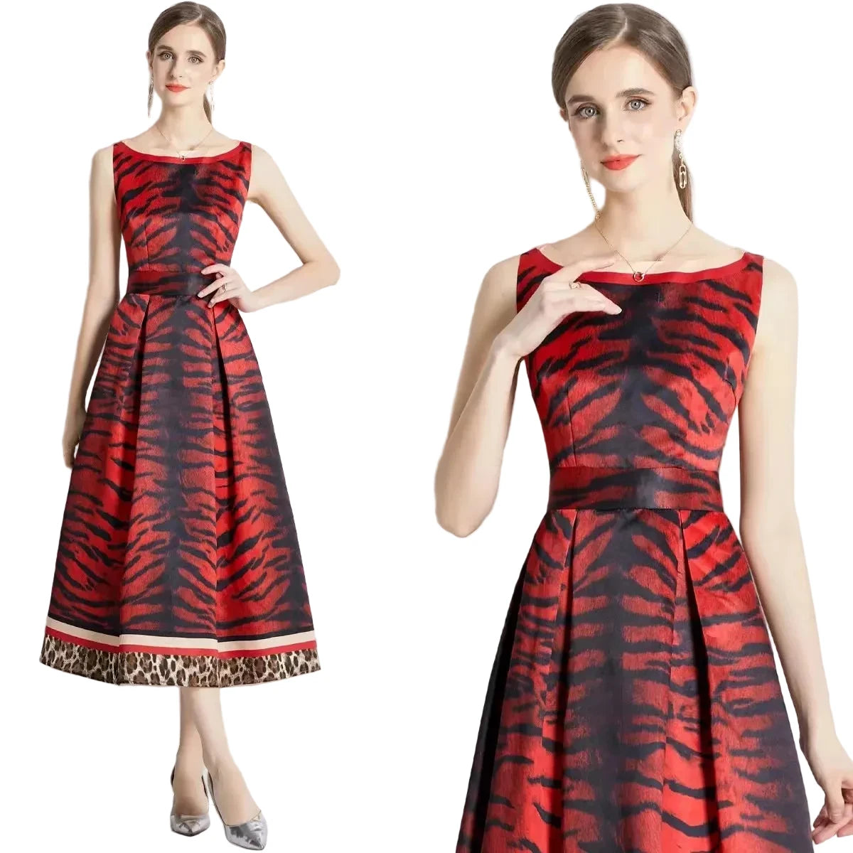🍒Designer fashion dress floral print clothing vintage a line party wear outfit for women birthday dinner retro runway occasion wear  make ARRANGEMENTs for these FLOWERs