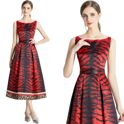 🍒Designer fashion dress floral print clothing vintage a line party wear outfit for women birthday dinner retro runway occasion wear  make ARRANGEMENTs for these FLOWERs