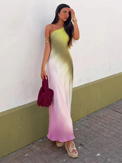 🍒Somerpartytjie maxi-rok ruglose satyn een skouer geleentheid partytjiedrag sonrok moulose drukwerk tie-dye-uitrusting Hou 'n Reguit Houding in Hierdie Koel Diagonale