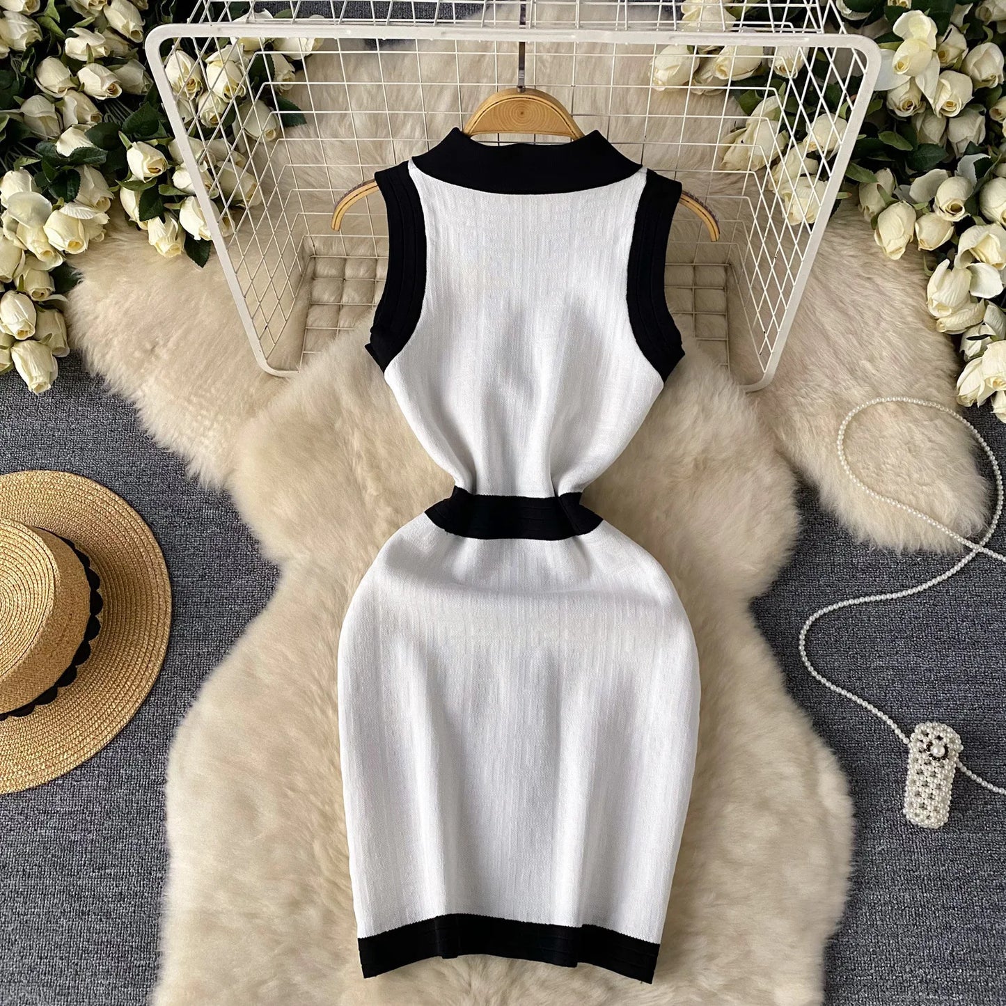 🍒gebreide minirok, styfpassend, moulose uitrusting, hemp-rok, semi-formeel, breiwerk, vroue, somermode