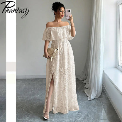 🍒summer white dress summer maxi white outfit for women boho fashion wear chic clothing long  feminine maxi occassion wear Look Boss In Emboss