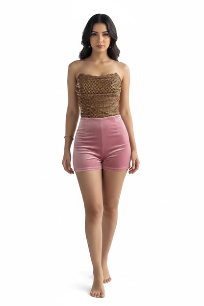 🍒Strapless vest top plus mini skirt sets womens pleated backless sleeveless tops short a-line skirts occasion party wear