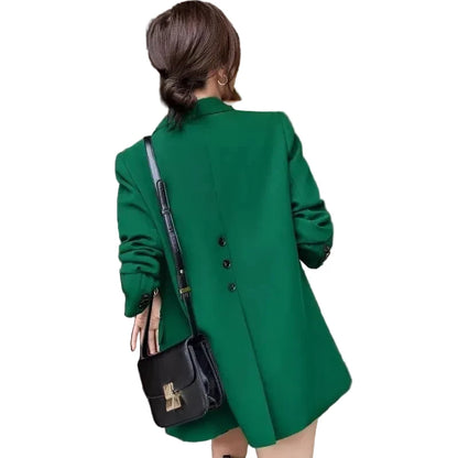 🍒Vroue se skraal baadjie lente herfs langmou sjiek kantoorkleding gekerfde lapel effekleurige pakbaadjie vroulike deftige gemaklike klere Knoop op in styl