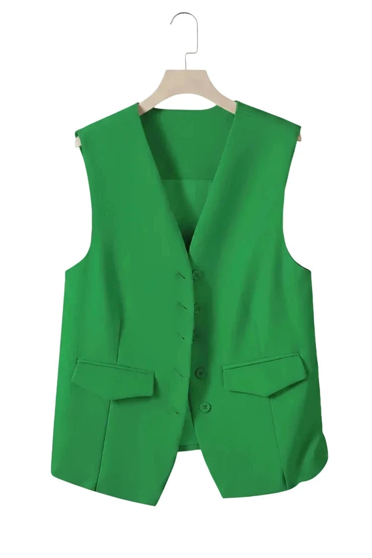 🍒Suit vest for women v-neck  business vest jacket sleeveless waistcoat with pocket front for office commute style buttons sleeveless outerwears  Cute Covers