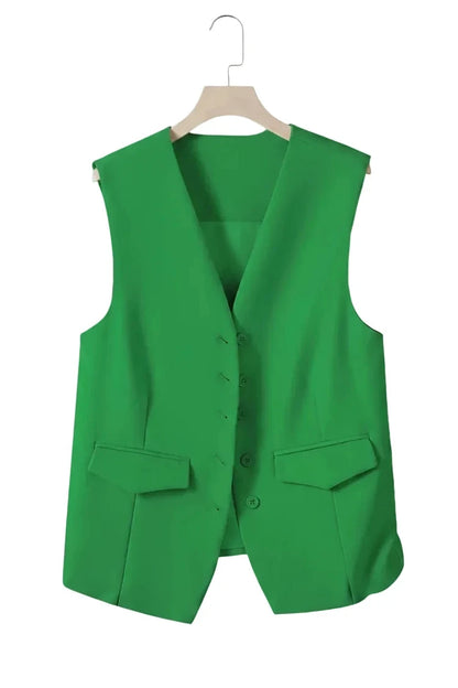 🍒Suit vest for women v-neck  business vest jacket sleeveless waistcoat with pocket front for office commute style buttons sleeveless outerwears  Cute Covers