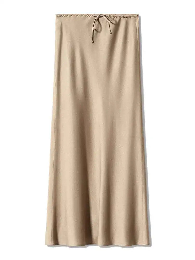 🍒Long satin skirts maxi for women straight elegant silky skirts long elasticated waist Put This Jewel In The Crown Of Your Wardrobe