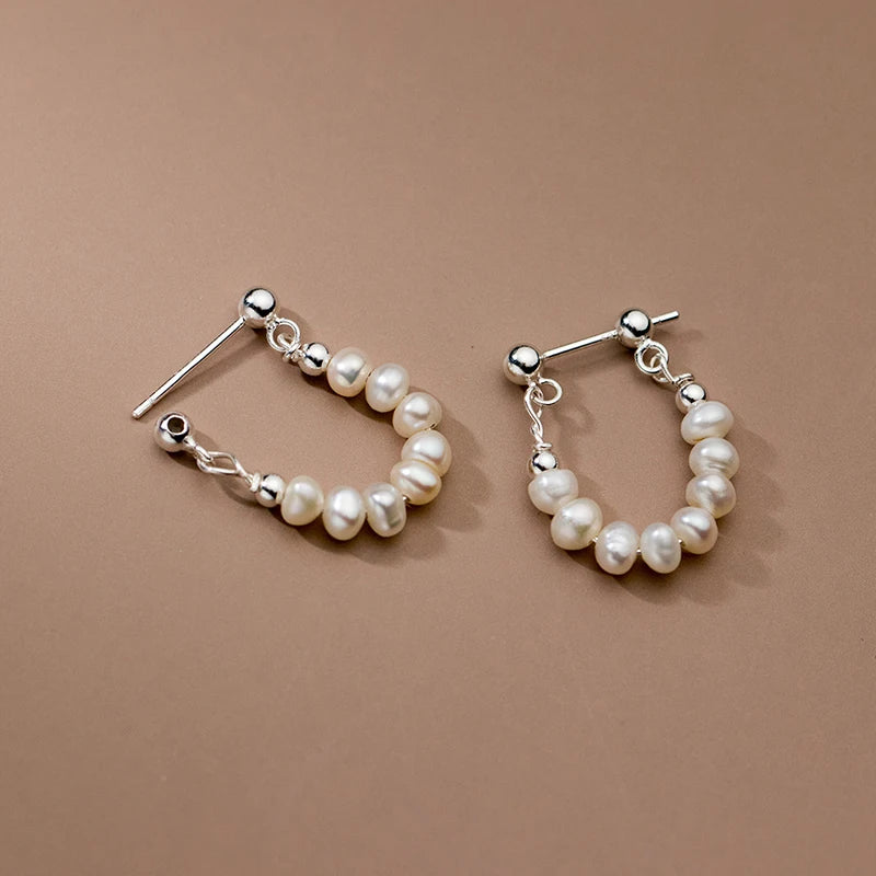 🍒 925 sterling silwer barok pêrel oorbelle hoepel barok elegante cocktailparty juweliersware vir vroue geskenke Perfekte Pêrels