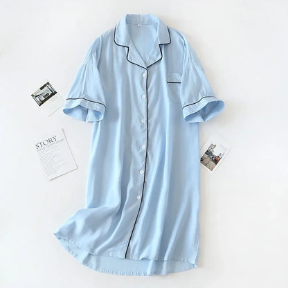 🍒Womens pyjama nightie cotton viscose comfy cardigan nightdress loose fit short sleeve nightgown floral print night wear sleep dress Comfort Cool