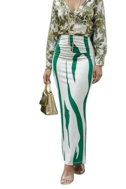 🍒Hoë middellyf maxi-romp slim gemaklike vroue-lyfpassende romp sebra lang romp gemaklike hoë middellyf uitrusting elegante sebra-druk klere elegante diere-druk modeklere