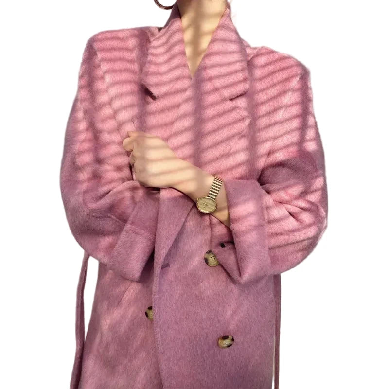 🍒Cashmere and wool coat thick double-sided two in one coat fashion for women beautiful Suit Jackets With Belt No Pulling The Wool Over Your Eyes With This Cashmere