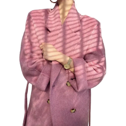 🍒Cashmere and wool coat thick double-sided two in one coat fashion for women beautiful Suit Jackets With Belt No Pulling The Wool Over Your Eyes With This Cashmere