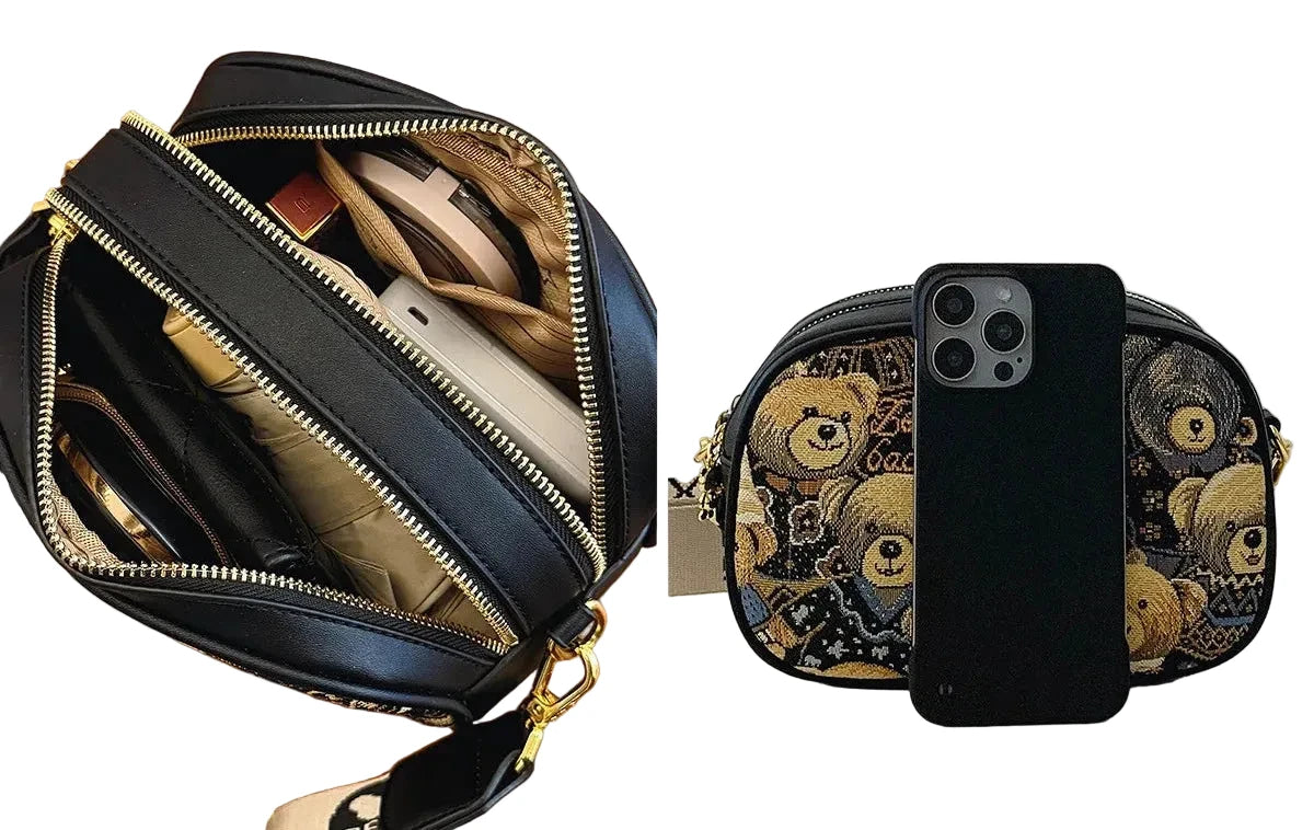 🍒Casual crossbody bags for women pu leather ladies luxury designer bags female large  capacity crossbody shoulder travel bag holiday bag ‘ BEAR Your Cute With A TEDDY Bag