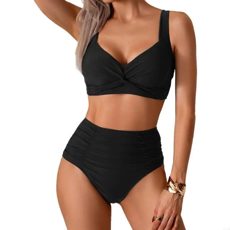 🍒Strap swimwear women high waist bikini set brazilian swimwear cross push up bra beach bathing suit full brief bather Take A Brief Second To Buy These