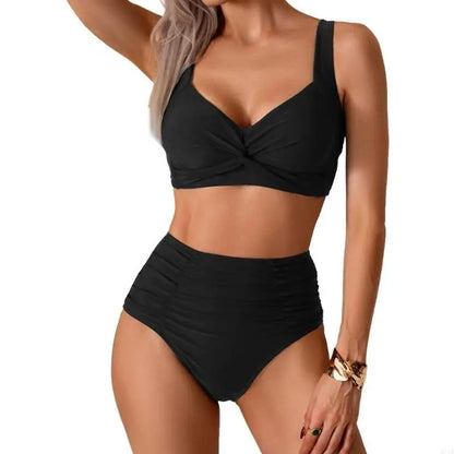 🍒Strap swimwear women high waist bikini set brazilian swimwear cross push up bra beach bathing suit full brief bather Take A Brief Second To Buy These