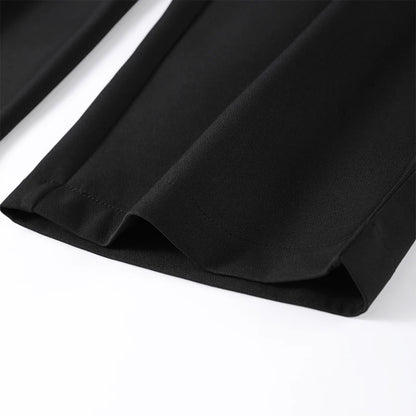 🍒Casual black blazer and pants set long sleeve jacket with fitted waist and long kick flare solid straight pant set women spring autumn suits  ‘Well fit