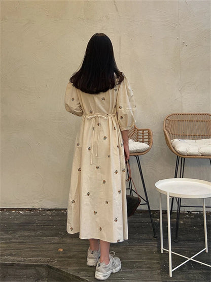 🍒Long vintage sunmmer dress sundress long for Women maxi outfit casual clothing floral fashion wear Fully Floral
