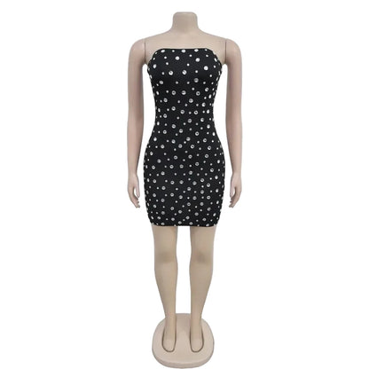 🍒Rhinestones bodycon dress for women backless sleeveless mini luminous fashion party club clothes Gorgious Glassy Glitsy