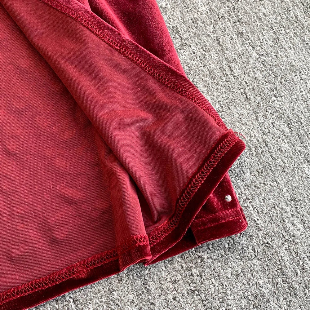 🍒Bodycon o-nek langmou rok glitter strass uitrusting fluweel sjiek oesjaarstyl klere sjiek herfsmode partytjie geleentheid drag Kry Wyn Stoned