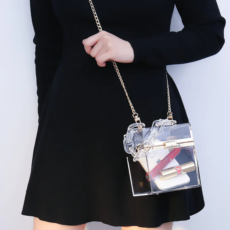 🍒Clutch box purse for women elegant acrylic handbag bridal party shoulder bag crossbody bucket bags trendy bags transparent bag