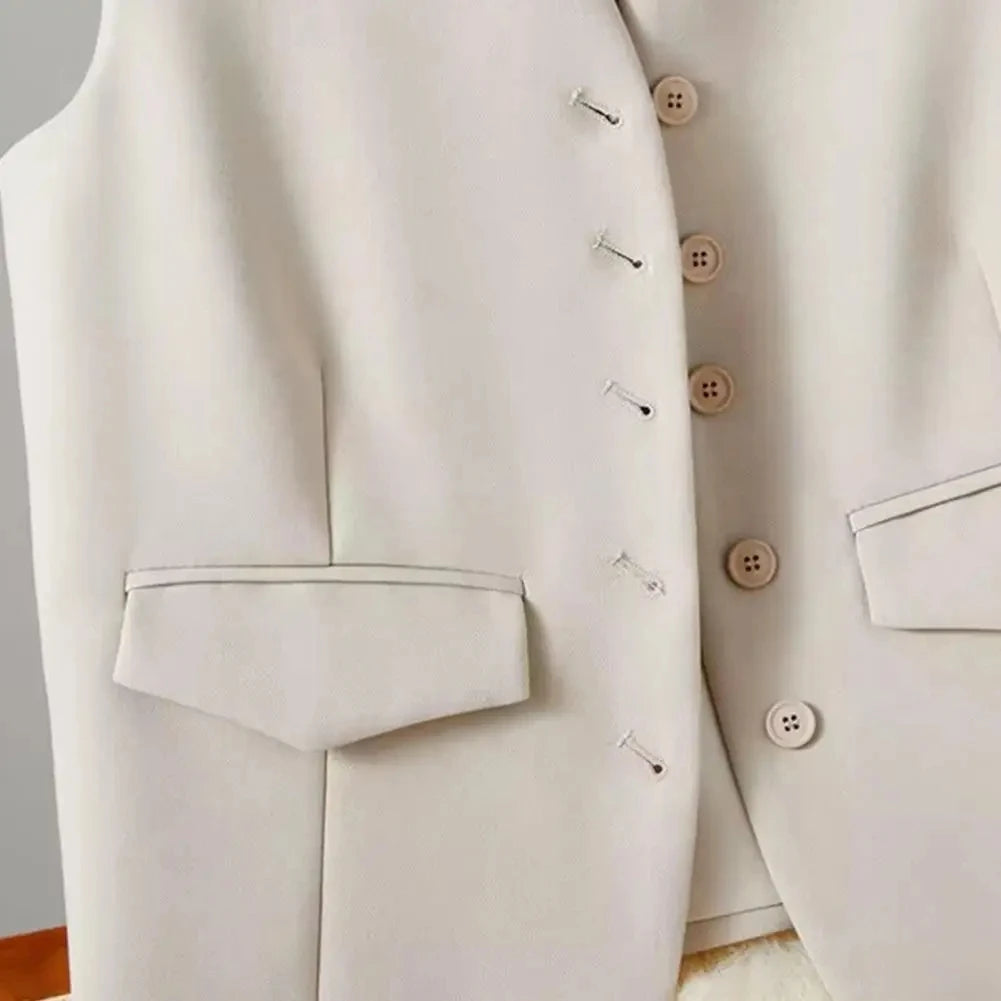 🍒Suit vest for women v-neck  business vest jacket sleeveless waistcoat with pocket front for office commute style buttons sleeveless outerwears  Cute Covers