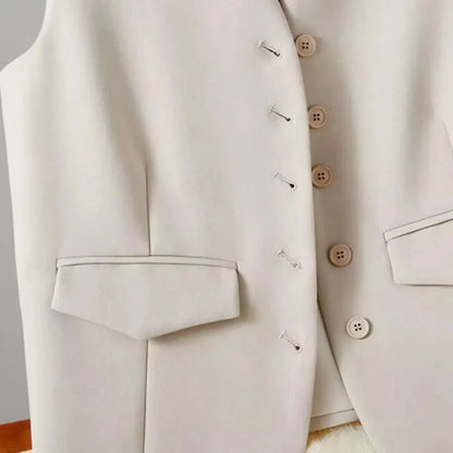 🍒Suit vest for women v-neck  business vest jacket sleeveless waistcoat with pocket front for office commute style buttons sleeveless outerwears  Cute Covers