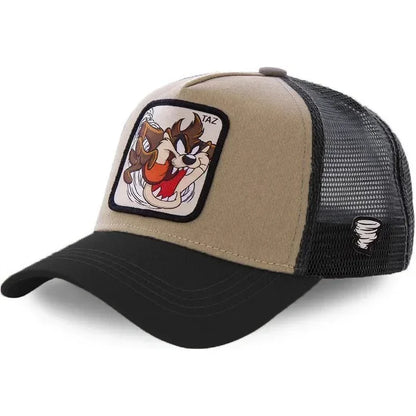 🍒Tekenprent bofbalpet hoë kwaliteit unisex geborduurde pleister bofbalpet unisex vragmotorpet net hoede vir vroue sonhoed