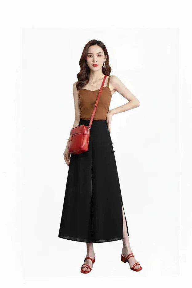 🍒High waist summer skirt trousers for women smart casual wear a-line clothing aesthetic quality pants No Need To Look Far And Wide For This Wide Wide
