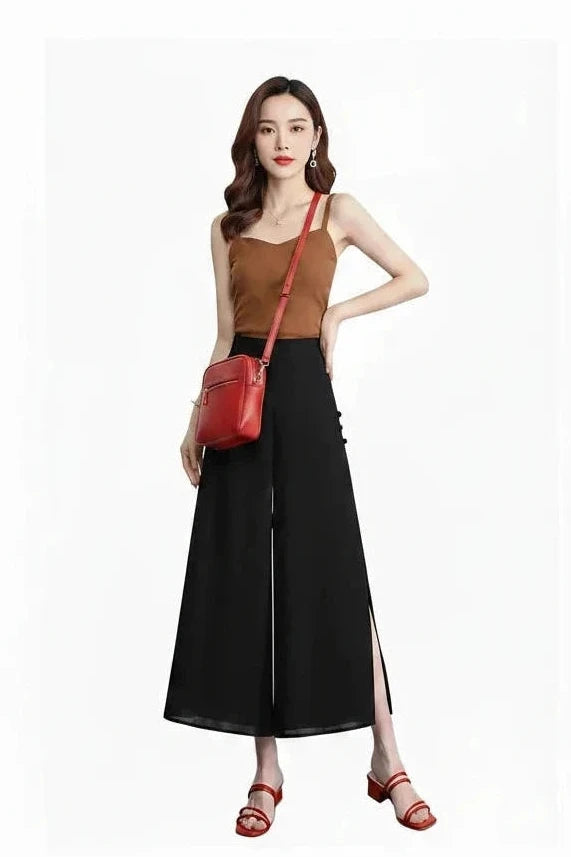 🍒High waist summer skirt trousers for women smart casual wear a-line clothing aesthetic quality pants No Need To Look Far And Wide For This Wide Wide